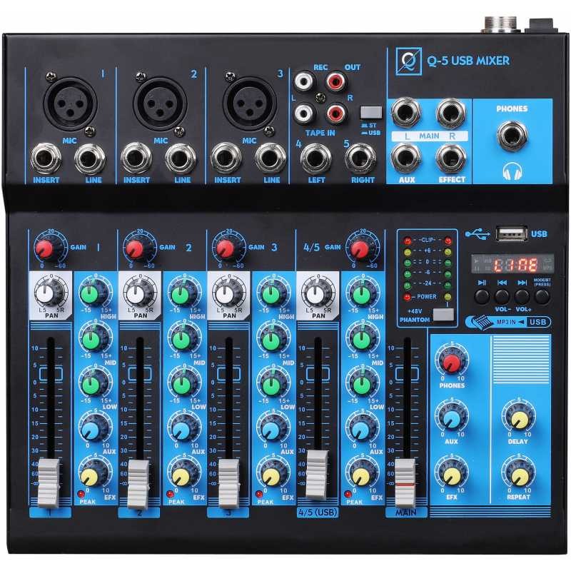 OQAN Mixer Q5 MK2 Usb - Mixer 5 canali con USB/Bluetooth