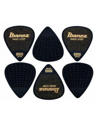 Ibanez - Confezione da 6 Plettri Sand Grip Medium - PPA14MSGBK